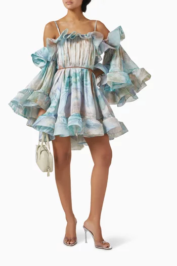 Illuminate Flounce Mini Dress in Silk