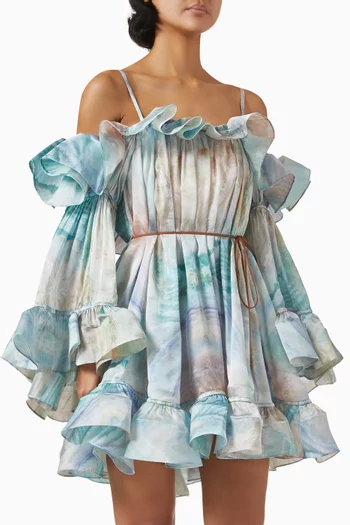 Illuminate Flounce Mini Dress in Silk