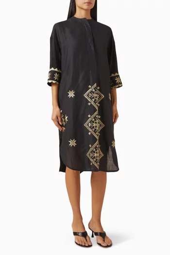 Embroidered Midi Dress