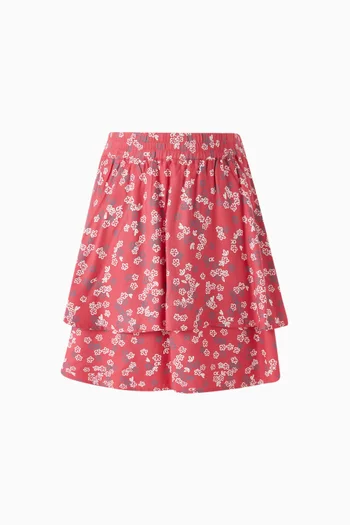 Floral-print Layered Skirt