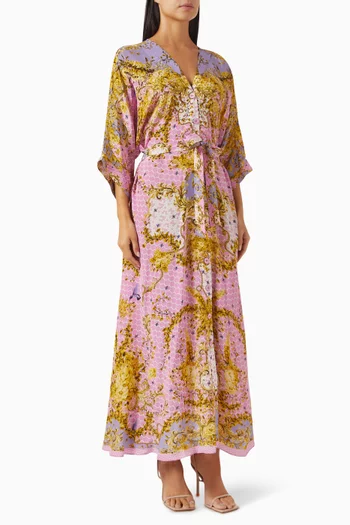 Printed Kimono Cover-up Dress