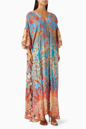 Printed Flounce-sleeves Kaftan