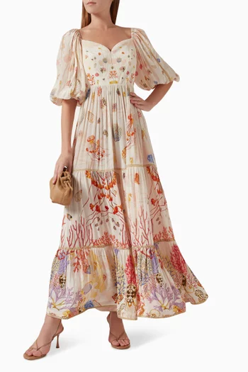 Sweetheart Curl Layered Dress in Crepe