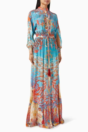 Drawstring-waist Maxi Dress