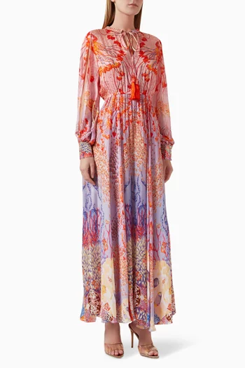 Keyhole Maxi Dress in Georgette-satin