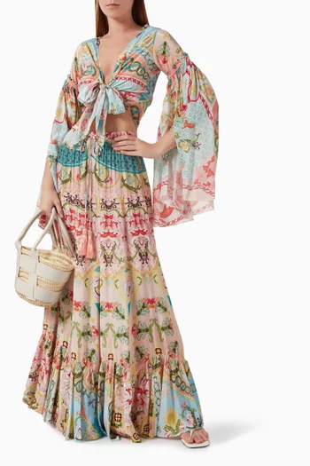 Boho Tie-up Crop Top in Crepe