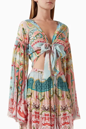 Boho Tie-up Crop Top in Crepe