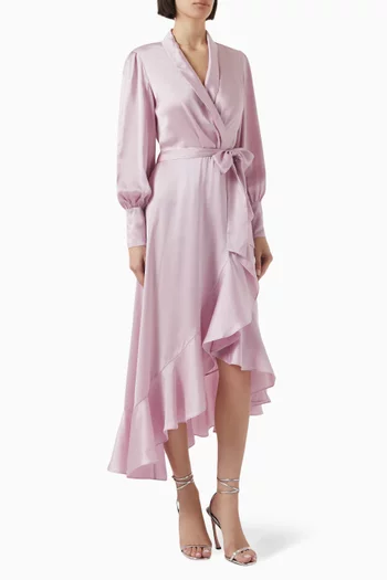 Wrap Midi Dress in Silk