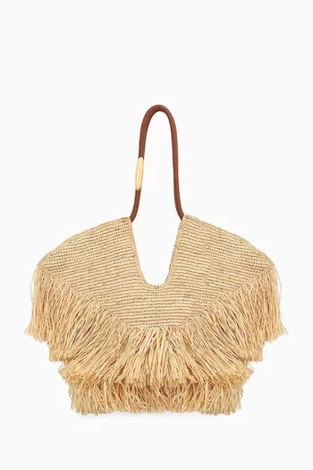 Medium Goldentime Tote Bag in Raffia