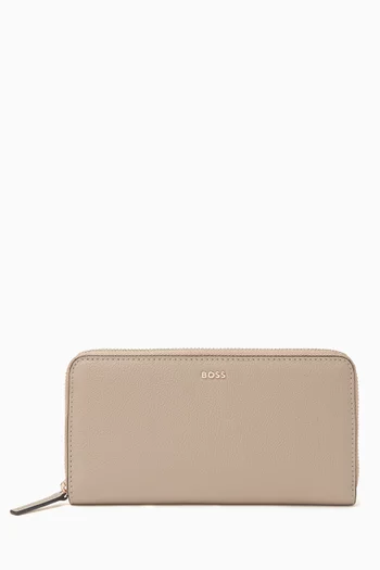 Zip-around Wallet in Textured Leather