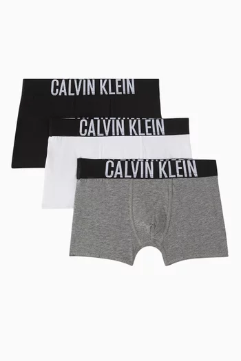 Logo Boxer Briefs in Stretch Cotton, Set of 3