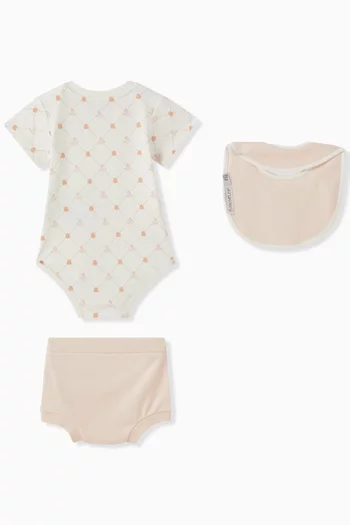 Bodysuit, Bib and Shorts Set in Cotton