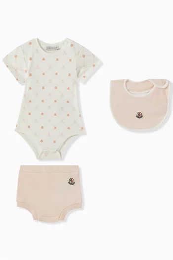 Bodysuit, Bib and Shorts Set in Cotton