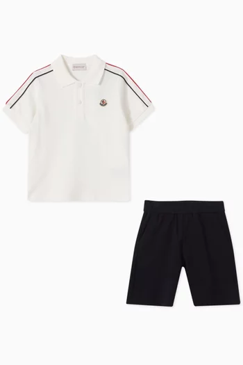 Logo Polo & Shorts Set in Cotton