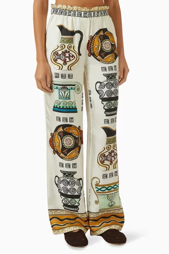 Palenta Jar-print Pants in Silk
