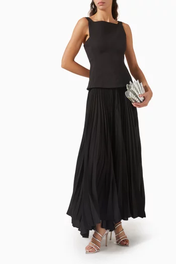 Hollinshill Pleated-skirt Maxi Dress