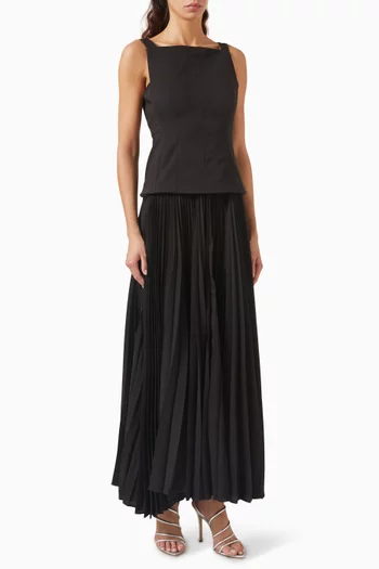 Hollinshill Pleated-skirt Maxi Dress