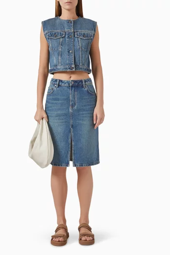 Cropped Vest in Denim