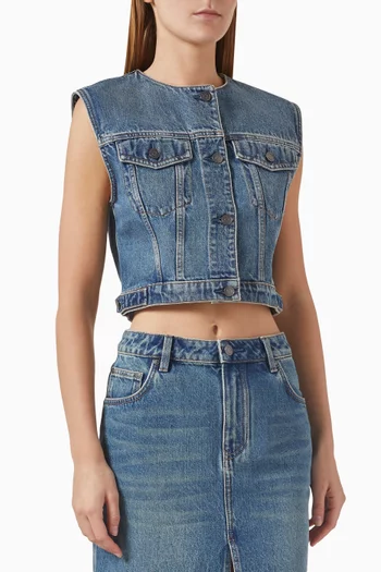 Cropped Vest in Denim