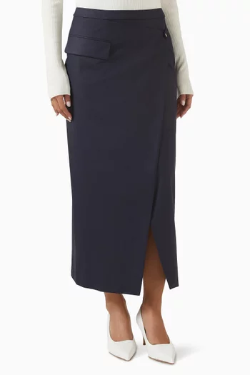 Asymmetric Skirt in Viscose-blend