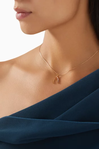 The Real Wishbone Diamond & Ruby Necklace in 18kt Yellow gold
