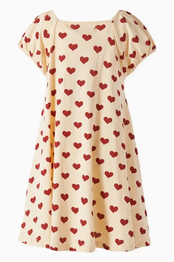 Heart-print Dress in Organic Cotton