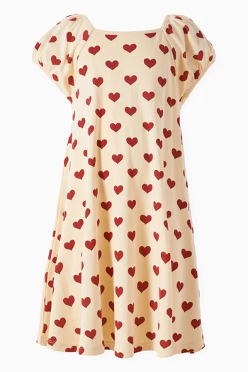 Heart-print Dress in Organic Cotton