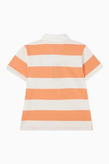 Striped Rugby Polo T-shirt in Cotton