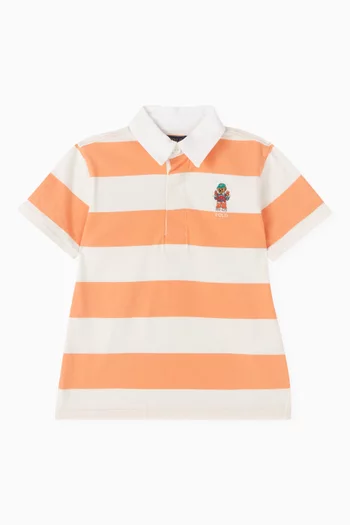 Striped Rugby Polo T-shirt in Cotton
