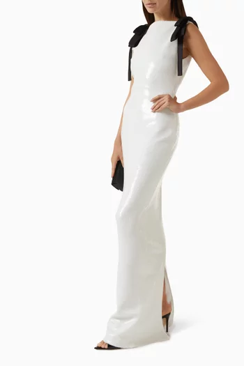Sequin Bow Maxi Dress