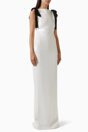 Sequin Bow Maxi Dress