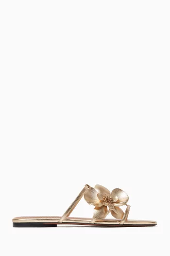 Orchid Slide Sandals in Metallic Leather