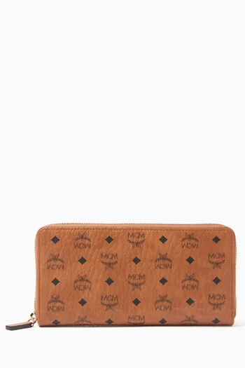 Large Aren Zip Wallet in Visetos Canvas