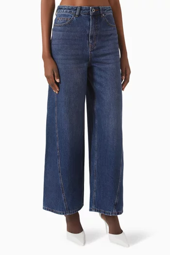 Bleached Wide-leg Jeans in Denim