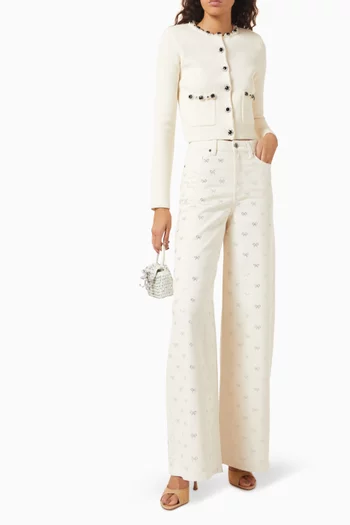 Diamanté-bow Jeans in Denim
