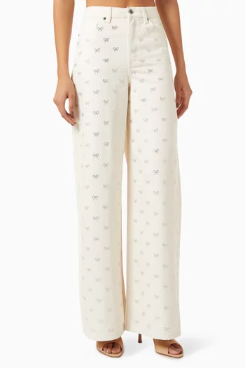 Diamanté-bow Jeans in Denim