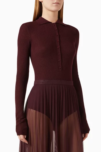 Solana Polo Bodysuit in Wool-blend