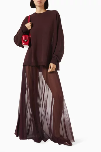 Vallen Pleated Maxi Skirt in Mesh
