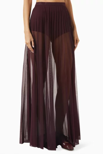 Vallen Pleated Maxi Skirt in Mesh