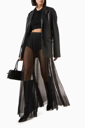 Vallen Pleated Maxi Skirt in Mesh