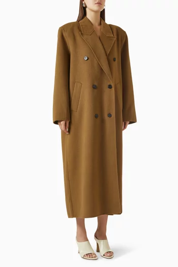 Gaia Double-breasted Coat in Wool Blend