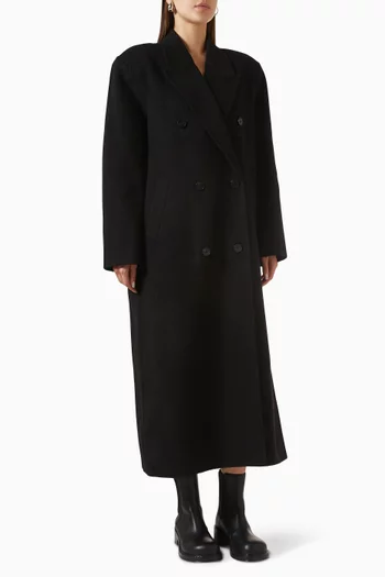Gaia Double-breasted Coat in Wool Blend