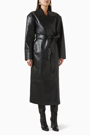 Tina Trench Coat in Faux Leather