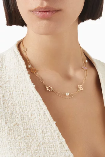 Kira Clover Layered Necklace in 18kt Gold-plated Brass