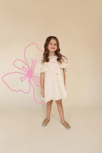 فستان كشكش مطرز