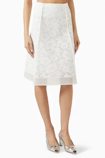 تنورة متوسطة الطول مزينة بدانتيل مزيج قطن