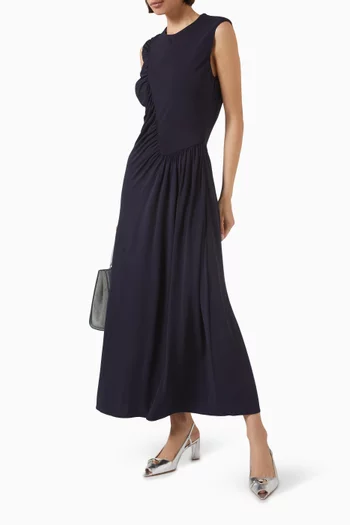 Ruched Maxi Dress in Jersey Crepe