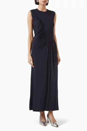Ruched Maxi Dress in Jersey Crepe