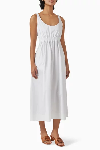 Bonded Midi Dress in Cotton Poplin