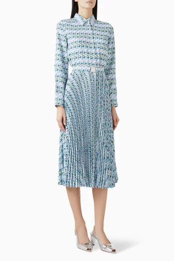 Printed Midi Dress in Twill